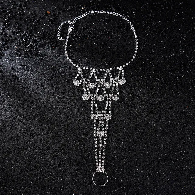 Bride Rhinestone Flower Anklets For Women
