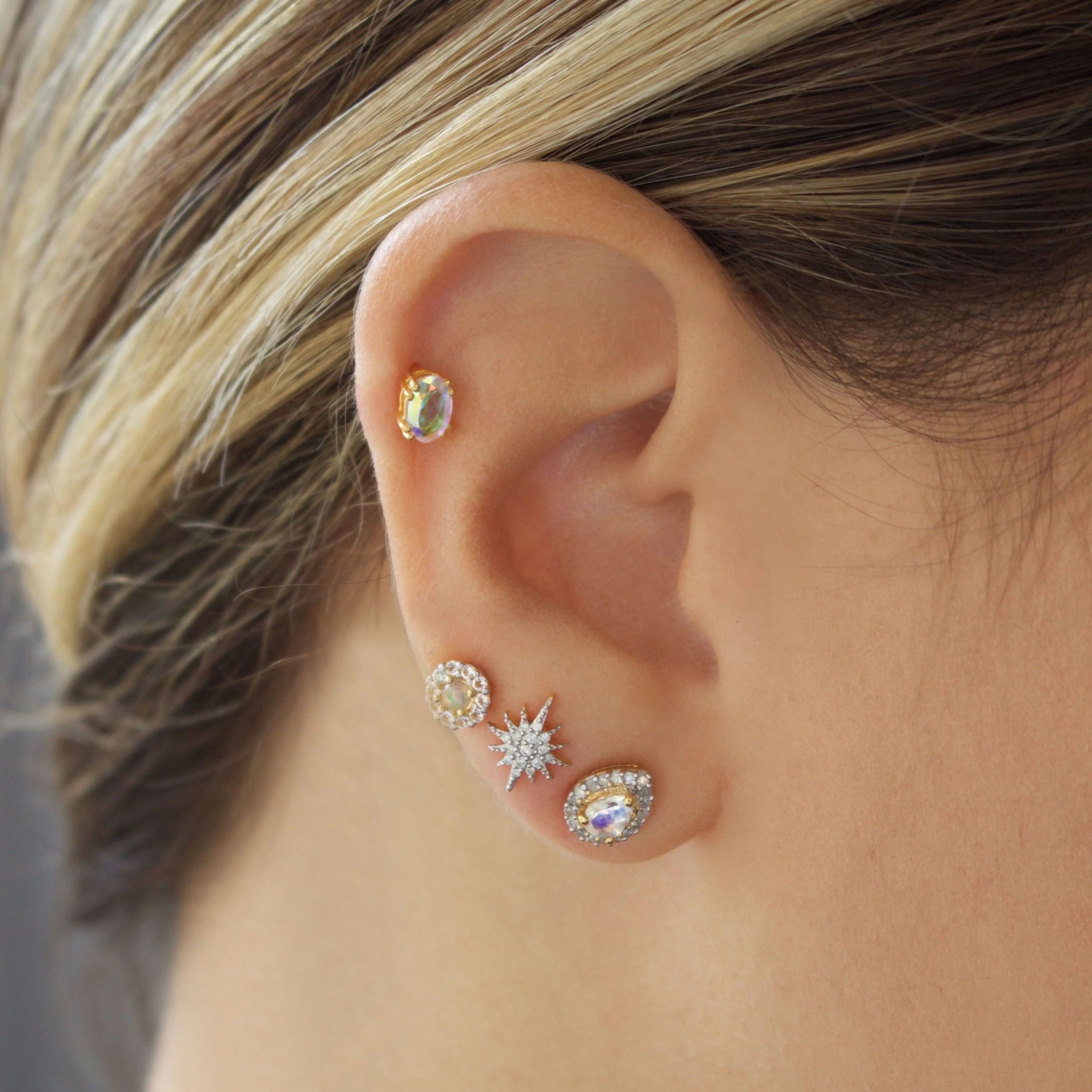 Diamond Starburst Stud Earring