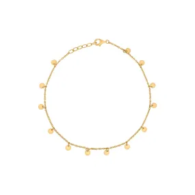 Gold Plated Multi-Disk Drop Anklet Chain